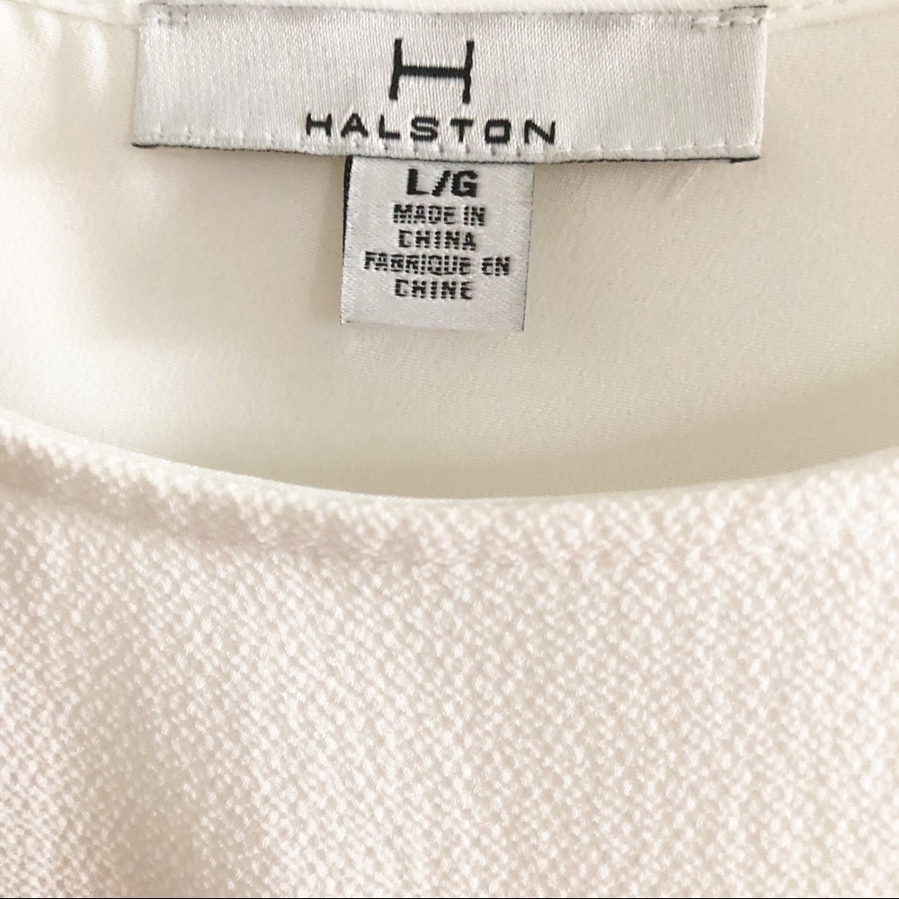 White Peplum Blouse Halston Large - Picture 5 of 6